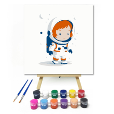 Számfestő.hu Kíváncsi űrhajós - gyerek számfestő készlet – 20×20 cm (Keretre feszítve) kreatív és készségfejlesztő
