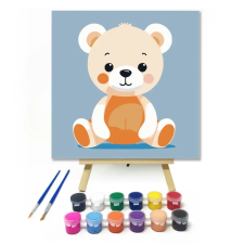 Számfestő.hu Krém mackó - gyerek számfestő készlet – 50×50 cm (Keret nélkül) kreatív és készségfejlesztő