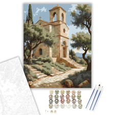 Számfestő.hu Kréta Olajfaligete és Kápolnája - számfestő készlet – 80×100 cm (Keret nélkül) kreatív és készségfejlesztő