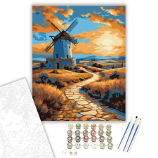 Számfestő.hu La Mancha Szélmalmai Naplementében - számfestő készlet – 50×60 cm (Keretre feszítve) kreatív és készségfejlesztő