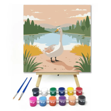 Számfestő.hu Liba a tóparton - gyerek számfestő készlet – 30×30 cm (Keretre feszítve) kreatív és készségfejlesztő