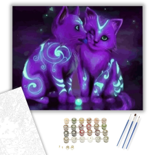 Számfestő.hu Lila cicák - számfestő készlet – 40×50 cm (Keretre feszítve) kreatív és készségfejlesztő