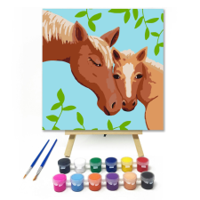Számfestő.hu Lovak - gyerek számfestő készlet – 20×20 cm (Keretre feszítve) kreatív és készségfejlesztő