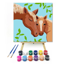Számfestő.hu Lovak - gyerek számfestő készlet – 30×30 cm (Keretre feszítve) kreatív és készségfejlesztő