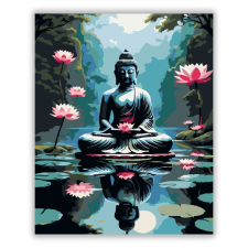 Számfestő.hu Meditáló Buddha Tükröződő Lótuszon - számfestő készlet kreatív és készségfejlesztő