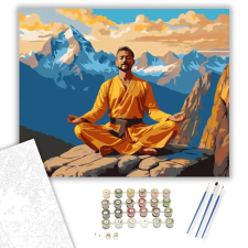 Számfestő.hu Meditáló Férfi Hegycsúcson Naplementében - számfestő készlet – 80×100 cm (Keret nélkül) kreatív és készségfejlesztő