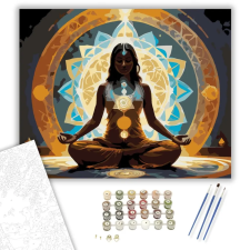 Számfestő.hu Meditáló Jógi Szent Geometriával - számfestő készlet – 60×70 cm (Keretre feszítve) kreatív és készségfejlesztő