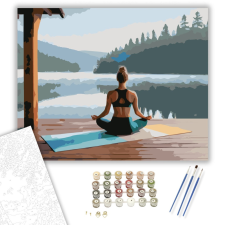 Számfestő.hu Meditáló Nő a Tónál - számfestő készlet – 40×50 cm (Keretre feszítve) kreatív és készségfejlesztő