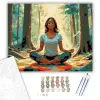 Számfestő.hu Meditáló Nő Erdőben Napfényben - számfestő készlet – 60×70 cm (Keretre feszítve)