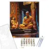 Számfestő.hu Meditáló Szerzetes Buddha Szoborral - számfestő készlet – 60×70 cm (Keret nélkül)