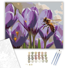 Számfestő.hu Méhecske a Tavaszi Krókuszon - számfestő készlet – 40×50 cm (Keretre feszítve) kreatív és készségfejlesztő