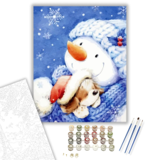 Számfestő.hu Melengető hóember - számfestő készlet – 40×50 cm (Keretre feszítve) kreatív és készségfejlesztő