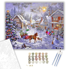 Számfestő.hu Mesés Tél - számfestő készlet – 40×50 cm (Keretre feszítve) kreatív és készségfejlesztő