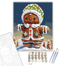 Számfestő.hu Mézeskalács Téli Mosoly - számfestő készlet – 50×60 cm (Keretre feszítve) kreatív és készségfejlesztő