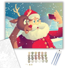 Számfestő.hu Mikulás szelfi - számfestő készlet – 40×50 cm (Keretre feszítve) kreatív és készségfejlesztő