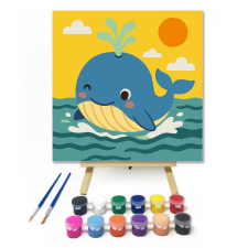 Számfestő.hu Mosolygós Bálna Napfényben - gyerek számfestő készlet – 20×20 cm (Keretre feszítve) kreatív és készségfejlesztő