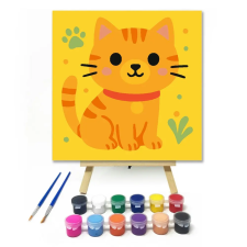 Számfestő.hu Mosolygós Cirmos Cica - gyerek számfestő készlet – 40×40 cm (Keretre feszítve) kreatív és készségfejlesztő