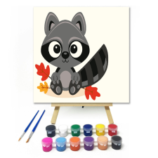 Számfestő.hu Mosómedve - gyerek számfestő készlet – 20×20 cm (Keretre feszítve) kreatív és készségfejlesztő