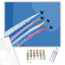 Számfestő.hu Műrepülő Csapat Színes Füsttel - számfestő készlet – 80×100 cm (Keret nélkül) kreatív és készségfejlesztő