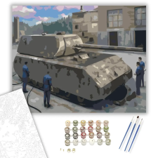 Számfestő.hu Nagy Harckocsi Gyárudvaron - számfestő készlet – 60×70 cm (Keretre feszítve) kreatív és készségfejlesztő