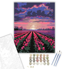 Számfestő.hu Naplemente a Tulipánmező Felett - számfestő készlet – 50×60 cm (Keretre feszítve) kreatív és készségfejlesztő