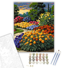 Számfestő.hu Naplemente Virágoskert Harmóniája - számfestő készlet – 40×50 cm (Keretre feszítve) kreatív és készségfejlesztő