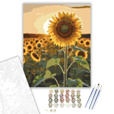 Számfestő.hu Naplementében Álló Napraforgó - számfestő készlet – 60×70 cm (Keretre feszítve) kreatív és készségfejlesztő