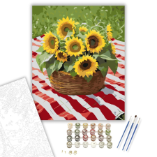 Számfestő.hu Napraforgó Kosár Pikniken - számfestő készlet – 40×50 cm (Keretre feszítve) kreatív és készségfejlesztő