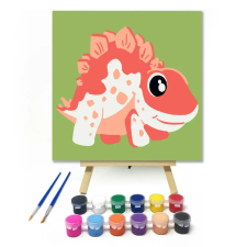 Számfestő.hu Narancs dinó - gyerek számfestő készlet – 50×50 cm (Keretre feszítve) kreatív és készségfejlesztő