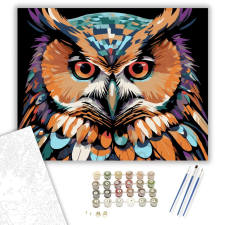 Számfestő.hu Neon Bagoly Élénk Textúrákkal - számfestő készlet – 40×50 cm (Keretre feszítve) kreatív és készségfejlesztő
