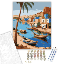 Számfestő.hu Nílusi Nubiai Falucska - számfestő készlet – 40×50 cm (Keretre feszítve) kreatív és készségfejlesztő