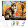 Számfestő.hu Norvég Erdei Macska Őszi Ágakon - számfestő készlet – 40×50 cm (Keretre feszítve)