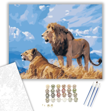 Számfestő.hu Oroszlánpár - számfestő készlet – 40×50 cm (Keretre feszítve) kreatív és készségfejlesztő