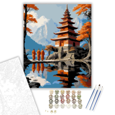 Számfestő.hu Ősi Templom a Tóparton - számfestő készlet – 40×50 cm (Keretre feszítve) kreatív és készségfejlesztő