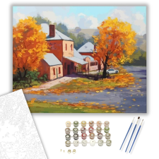 Számfestő.hu Ősszel a házunk - számfestő készlet – 40×50 cm (Keretre feszítve) kreatív és készségfejlesztő