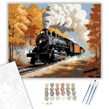 Számfestő.hu Őszi Erdőn Átszáguldó Gőzmozdony - számfestő készlet – 50×60 cm (Keret nélkül) kreatív és készségfejlesztő