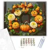 Számfestő.hu Őszi koszorú színes krizantémokkal - számfestő készlet – 50×60 cm (Keret nélkül)