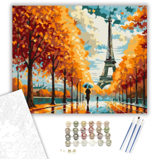 Számfestő.hu Őszi Párizsi Séta - számfestő készlet – 40×50 cm (Keretre feszítve) kreatív és készségfejlesztő