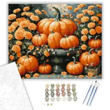Számfestő.hu Őszi Tök és Virágzás - számfestő készlet – 60×70 cm (Keretre feszítve) kreatív és készségfejlesztő