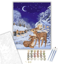 Számfestő.hu Őzikék a hóban - számfestő készlet – 40×50 cm (Keretre feszítve) kreatív és készségfejlesztő