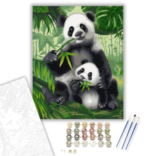 Számfestő.hu Pandák - számfestő készlet – 40×50 cm (Keretre feszítve) kreatív és készségfejlesztő