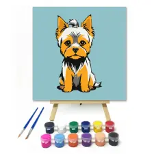 Számfestő.hu Pici yorki - gyerek számfestő készlet – 50×50 cm (Keretre feszítve) kreatív és készségfejlesztő