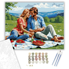 Számfestő.hu Piknikező Szerelmespár - számfestő készlet – 50×60 cm (Keretre feszítve) kreatív és készségfejlesztő