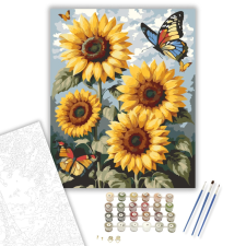 Számfestő.hu Pillangók és Napraforgók - számfestő készlet – 40×50 cm (Keretre feszítve) kreatív és készségfejlesztő