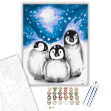 Számfestő.hu Pingvin Testvérek - számfestő készlet – 40×50 cm (Keretre feszítve) kreatív és készségfejlesztő