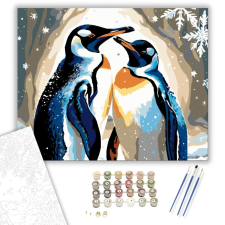 Számfestő.hu Pingvinek Hóesésben - számfestő készlet – 40×50 cm (Keretre feszítve) kreatív és készségfejlesztő