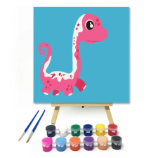 Számfestő.hu Pink dinó - gyerek számfestő készlet – 40×40 cm (Keretre feszítve) kreatív és készségfejlesztő