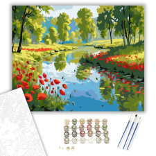 Számfestő.hu Pipacsok a Folyóparton - számfestő készlet – 50×60 cm (Keretre feszítve) kreatív és készségfejlesztő