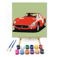 Számfestő.hu Piros Ferrari - gyerek számfestő készlet – 30×30 cm (Keretre feszítve) kreatív és készségfejlesztő