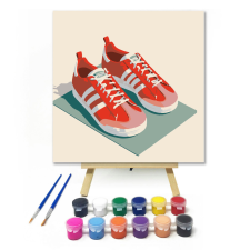 Számfestő.hu Piros futócipő - gyerek számfestő készlet – 20×20 cm (Keretre feszítve) kreatív és készségfejlesztő